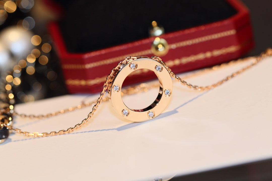 ¡®Glow Jewelry¡¯LOVE NECKLACE 16MM 6 DIAMONDS PINK GOLD