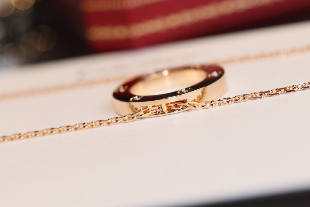 [Glow Jewelry]LOVE NECKLACE 16MM 6 DIAMONDS PINK GOLD