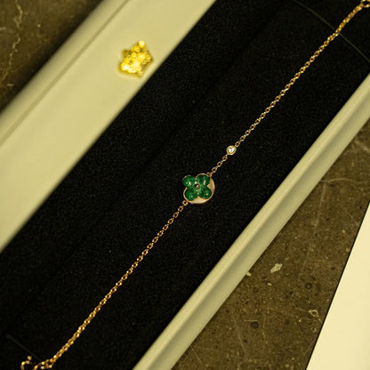 [Glow Jewelry]SUN MALACHITE 1 DIAMOND PINK GOLD BRACELET