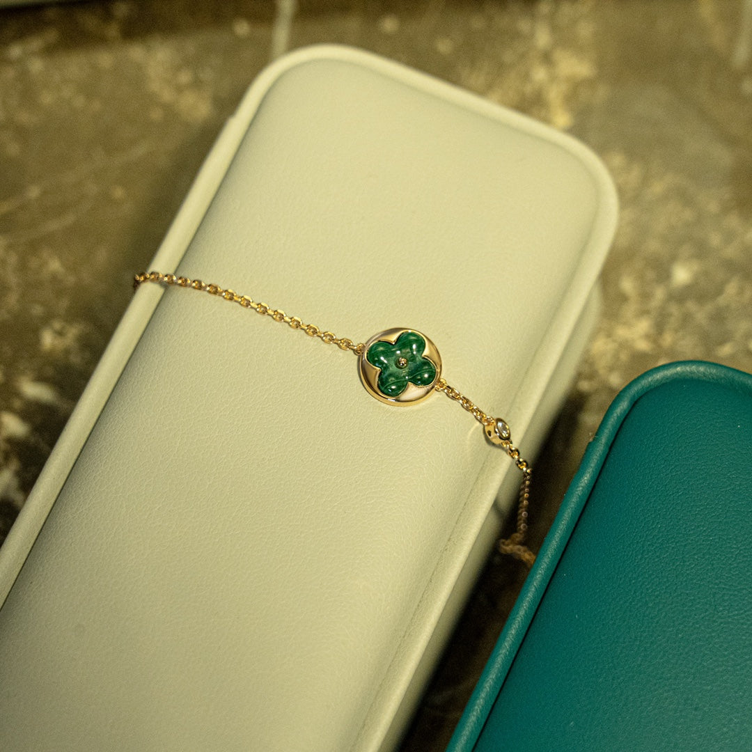 ¡®Glow Jewelry¡¯SUN MALACHITE 1 DIAMOND PINK GOLD BRACELET