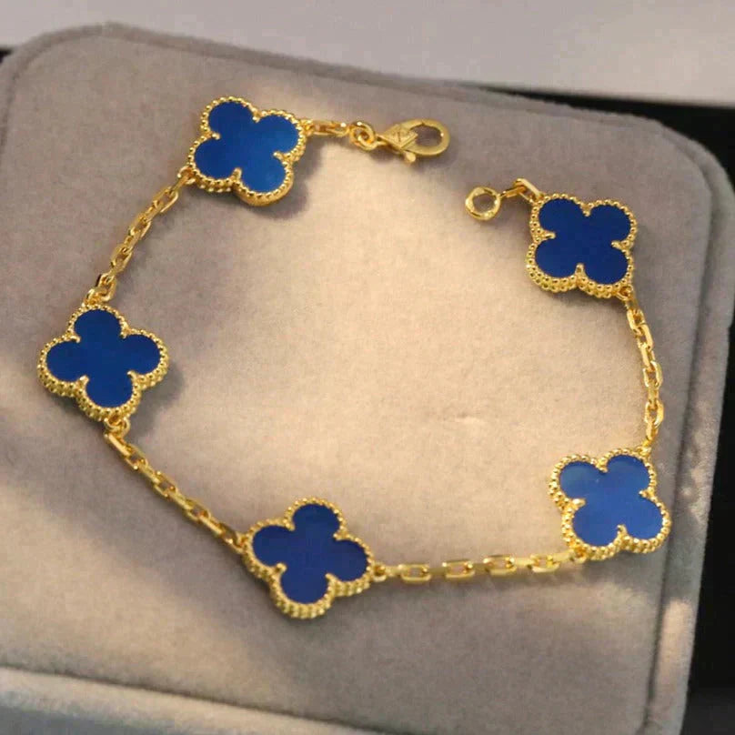 [Glow Jewelry]New CLOVER 5 MOTIF BLUE AGATE BRACELET COLLECTION