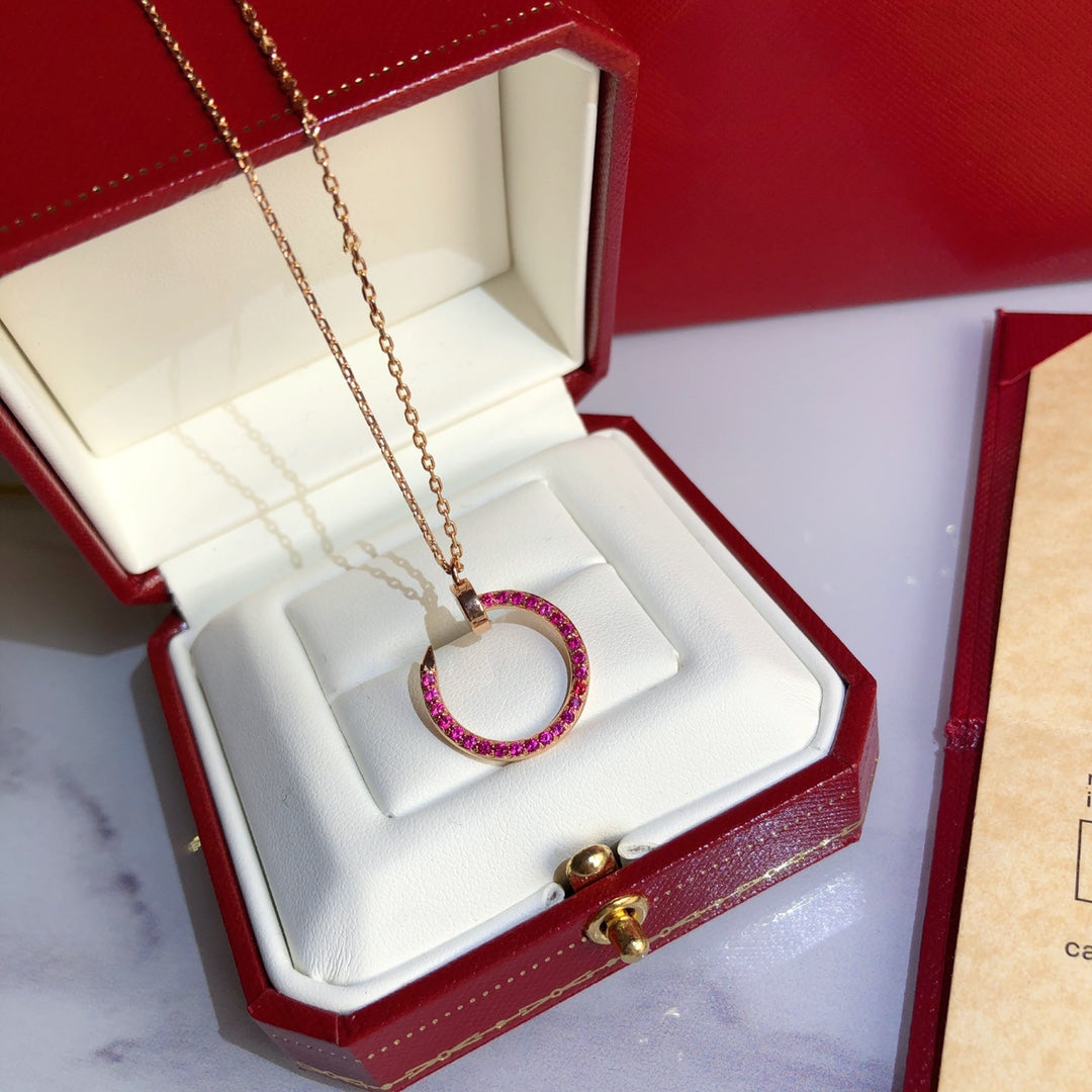 [Glow Jewelry]JUSTE NECKLACE GOLD RED DIAMONDS