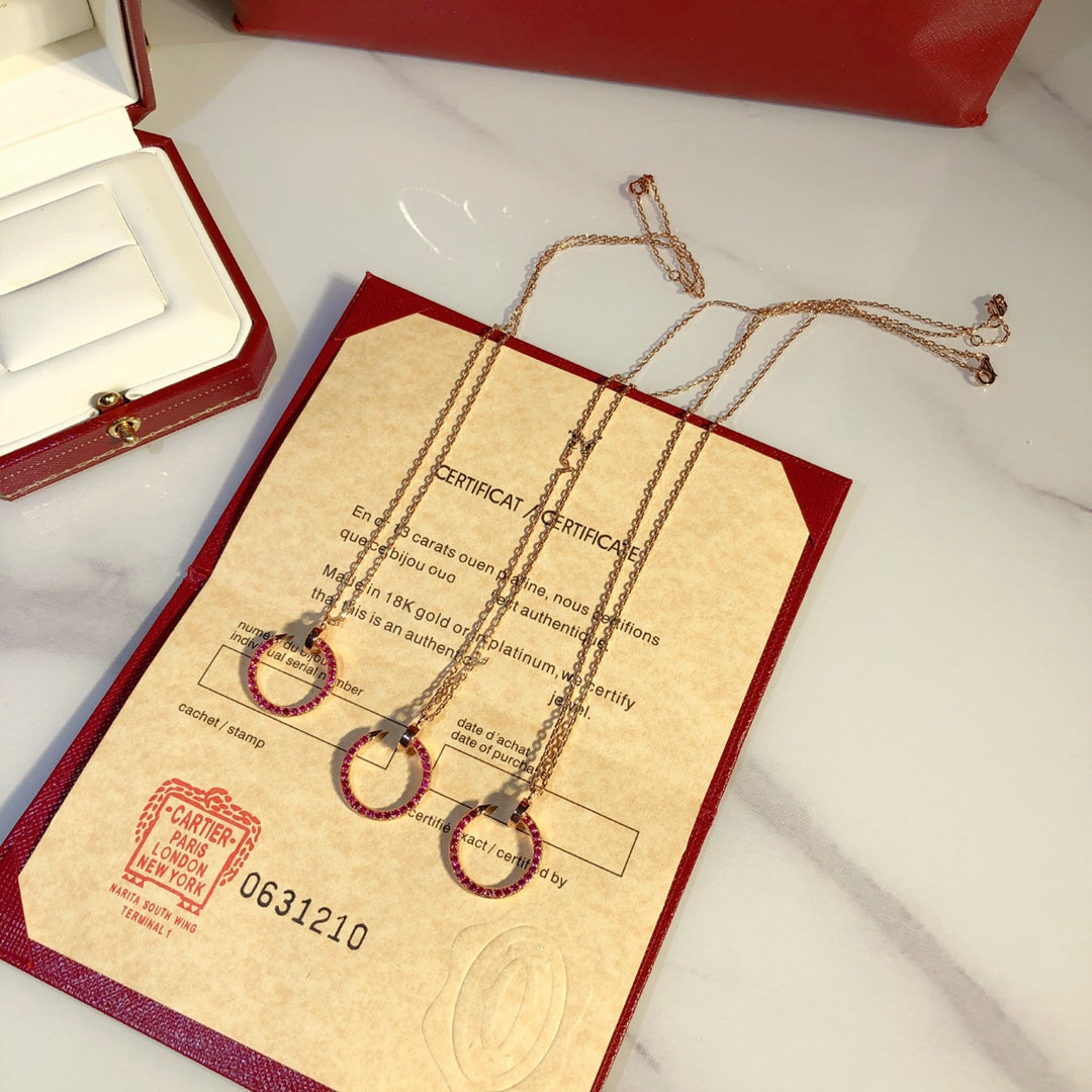 ¡®Glow Jewelry¡¯JUSTE NECKLACE GOLD RED DIAMONDS