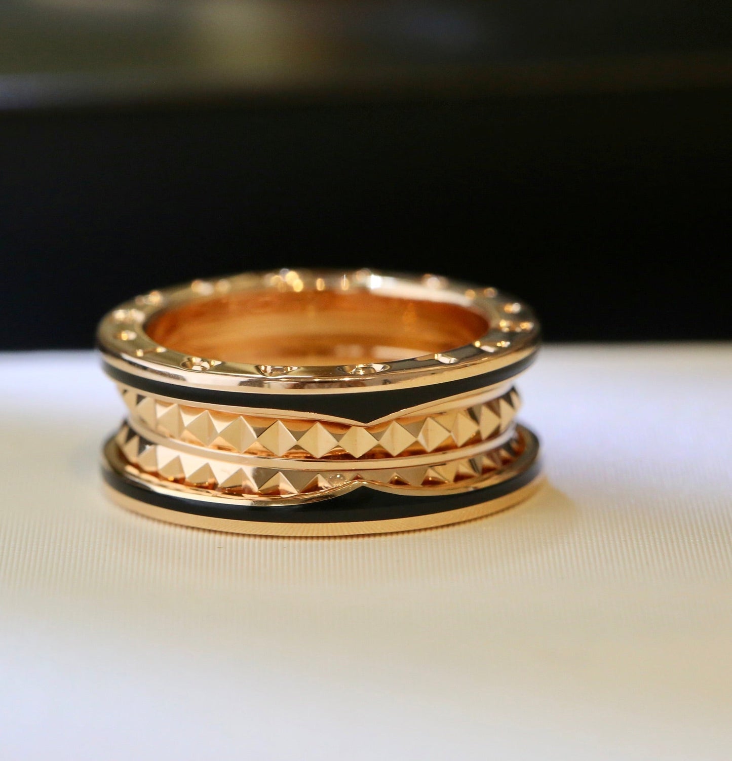 [Glow Jewelry]ZERO 1 PINK GOLD BLACK CERAMIC RING