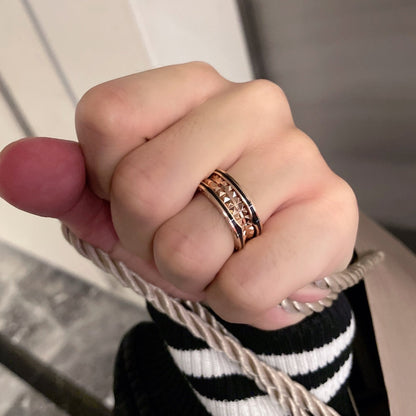 [Glow Jewelry]ZERO 1 PINK GOLD BLACK CERAMIC RING