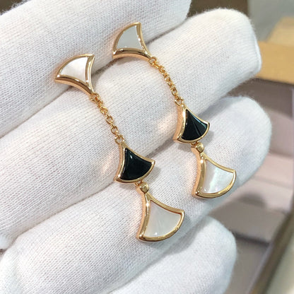 [Glow Jewelry]DREAM EARRINGS 3 MOTIFS ONYX MOP PINK GOLD