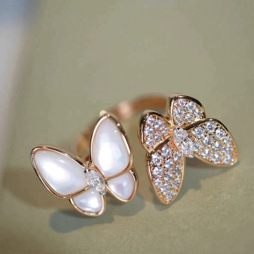 ¡®Glow Jewelry¡¯TWIN BUTTERFLY DIAMOND MOP RING