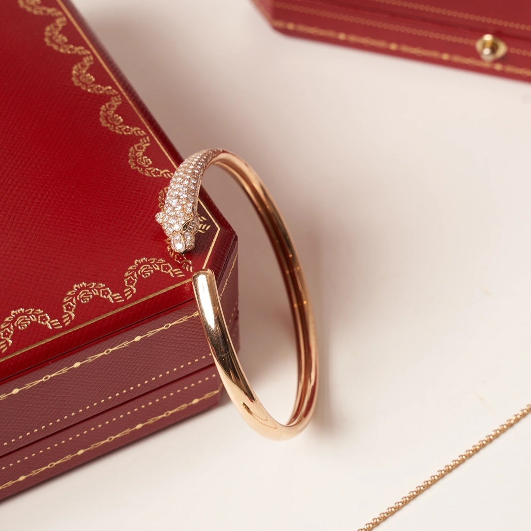 ¡®Glow Jewelry¡¯PANTHERE ROSE GOLD DIAMOND OPEN BRACELET