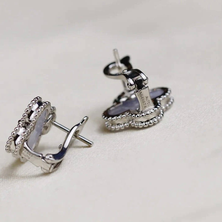¡®Glow Jewelry¡¯CLOVER MEDIUM 1 MOTIFS  WHITE MOP EARRINGS SILVER
