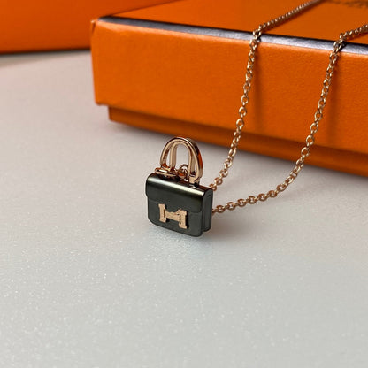 ¡®Glow Jewelry¡¯CONSTANCE BLACK PEDANT PINK GOLD NECKLACE