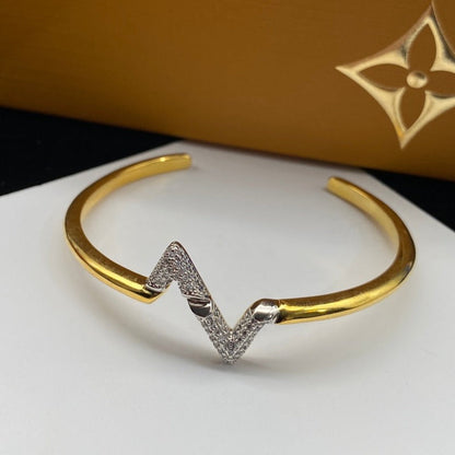 [Glow Jewelry]VOLTE UPSITE DOWN DIAMOND GOLD OPEN BRACELET