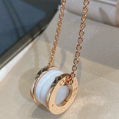 [Glow Jewelry]ZERO 1 WHITE CERAMIC PINK GOLD NECKLACE