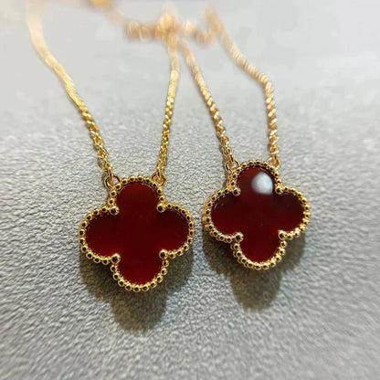 ¡®Glow Jewelry¡¯CLOVER 15MM CARNELIAN SINGLE FLOWER NECKLACE