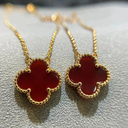 ¡®Glow Jewelry¡¯CLOVER 15MM CARNELIAN SINGLE FLOWER NECKLACE
