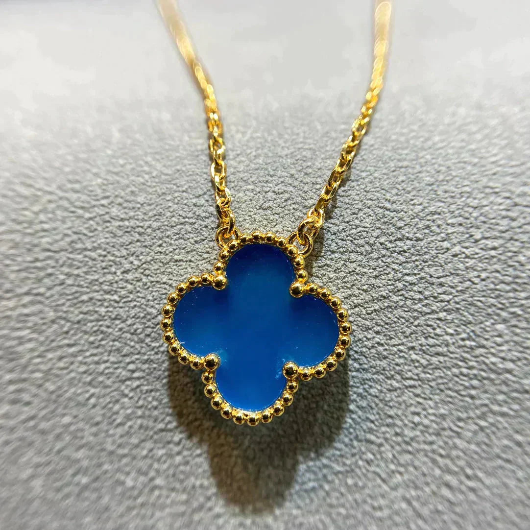 ¡®Glow Jewelry¡¯CLOVER 15MM BLUE AGATE NECKLACE