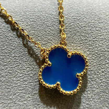 [Glow Jewelry]CLOVER 15MM BLUE AGATE NECKLACE