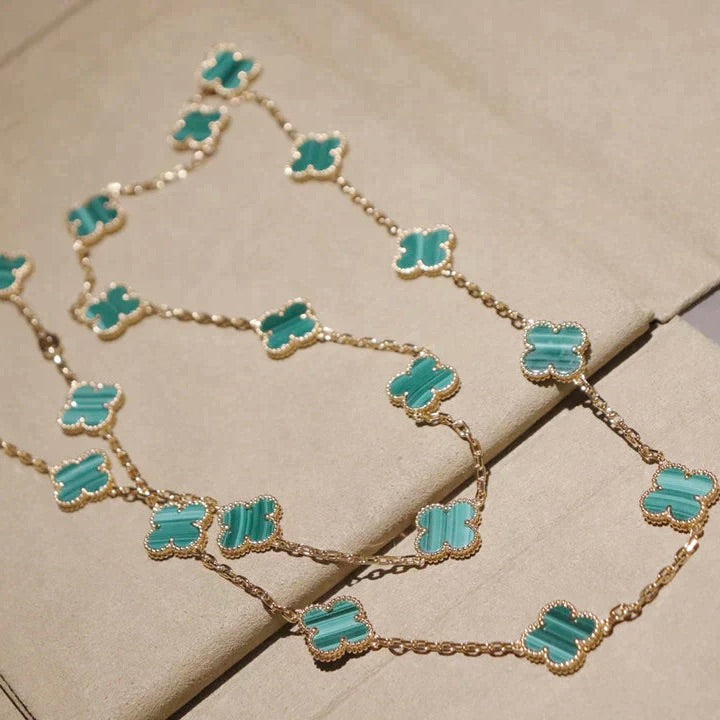 [Glow Jewelry]CLOVER 20 MOTIFS MALACHITE GOLD