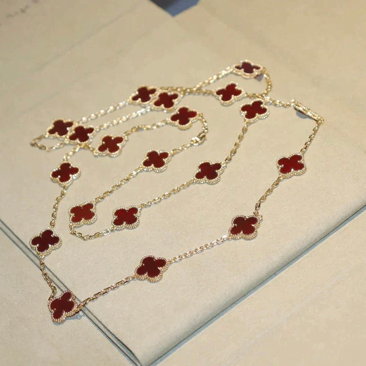 ¡®Glow Jewelry¡¯CLOVER 20 MOTIFS CARNELIAN NECKLACE