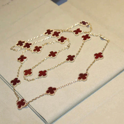 ¡®Glow Jewelry¡¯CLOVER 20 MOTIFS CARNELIAN NECKLACE