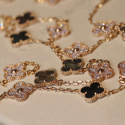 ¡®Glow Jewelry¡¯CLOVER 20 MOTIFS DARK MOP DIAMOND  NECKLACE