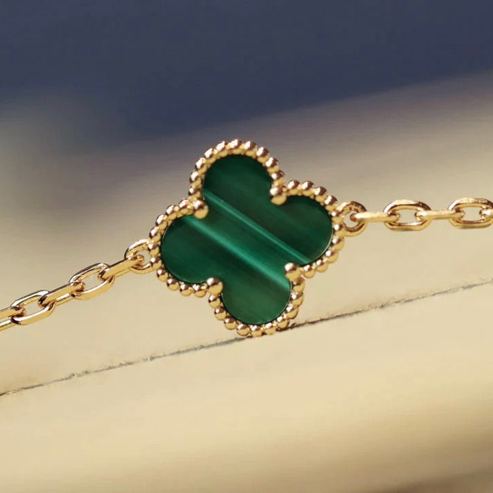 [Glow Jewelry]CLOVER 20 MOTIFS MALACHITE DIAMOND NECKLACE