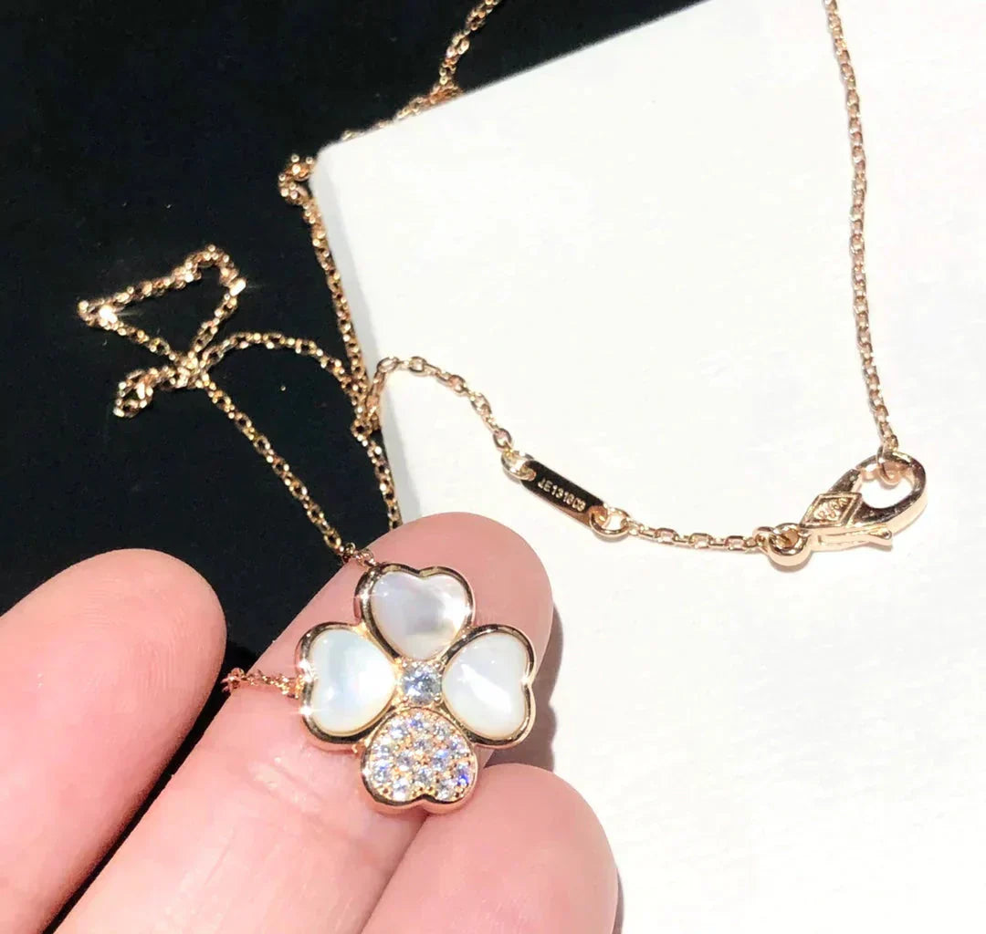 [Glow Jewelry]CLOVER MOP DIAMOND ROSE GOLD NECKLACE