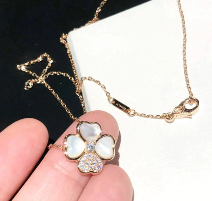 [Glow Jewelry]CLOVER MOP DIAMOND ROSE GOLD NECKLACE