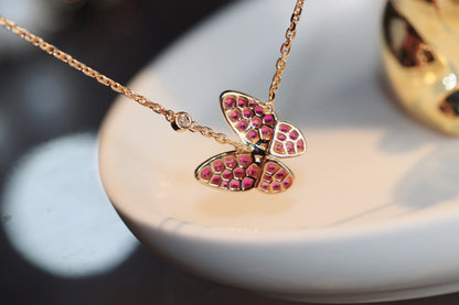 ¡®Glow Jewelry¡¯BUTTERFLY RED DIAMOND ROSE GOLD NECKLACE