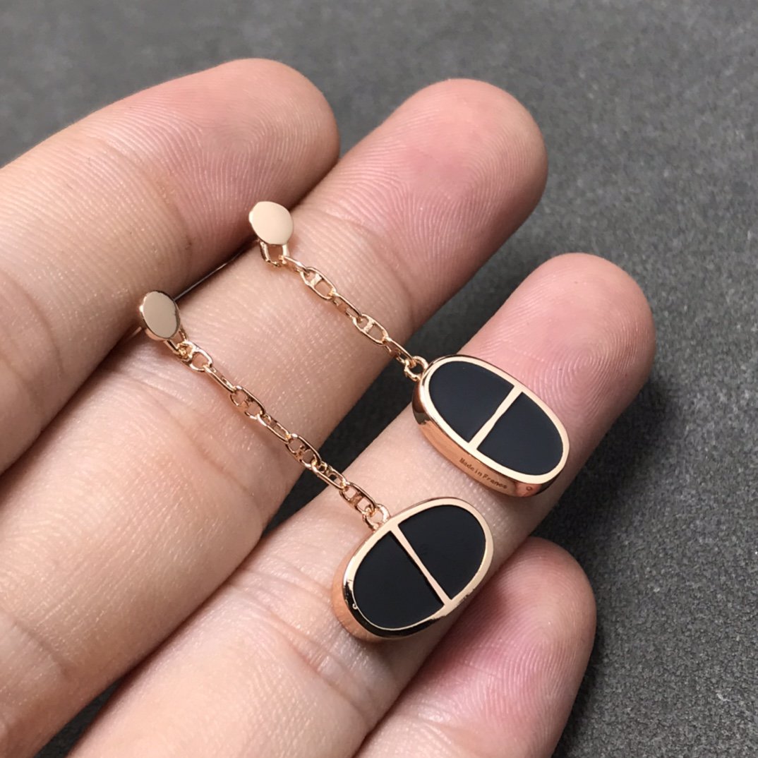 ¡®Glow Jewelry¡¯CHAINE VERSO BLACK CERAMIC SILVER EARRINGS