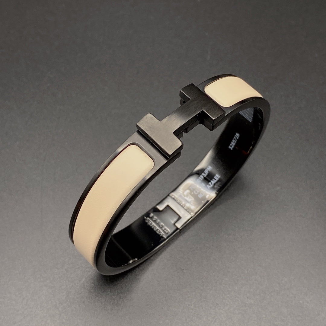[Glow Jewelry]H BRACELET 12MM BLACK BEIGE CERAMIC