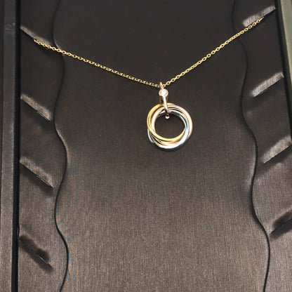 [Glow Jewelry]TRINITY SILVER GOLD PINK GOLD NECKLACE