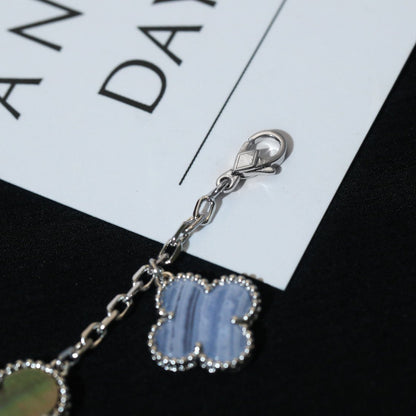 ¡®Glow Jewelry¡¯CLOVER BRACELET 5 MOTIFS MOP CHALCEDONY SILVER