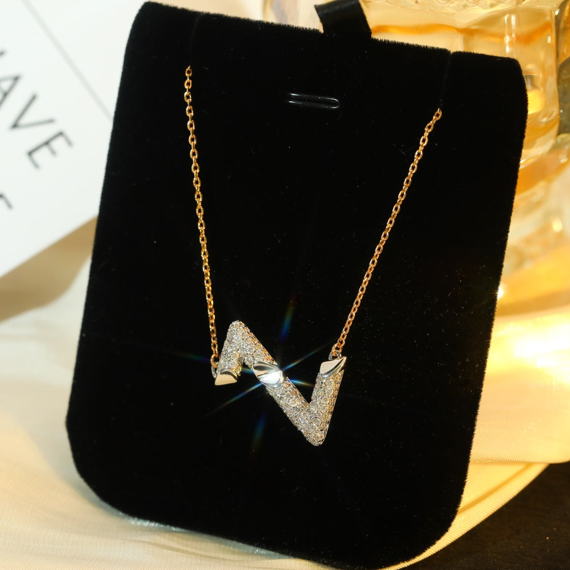 [Glow Jewelry]VOLT SILVER DIAMOND PEDANT NECKLACE