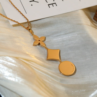 [Glow Jewelry]STAR AND SUN DIAMOND PINK GOLD NECKLACE