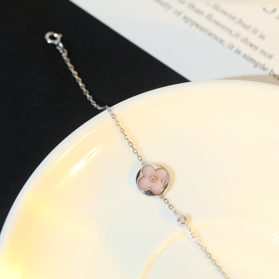 [Glow Jewelry]SUN MOTIF PINK MOP SILVER BRACELET