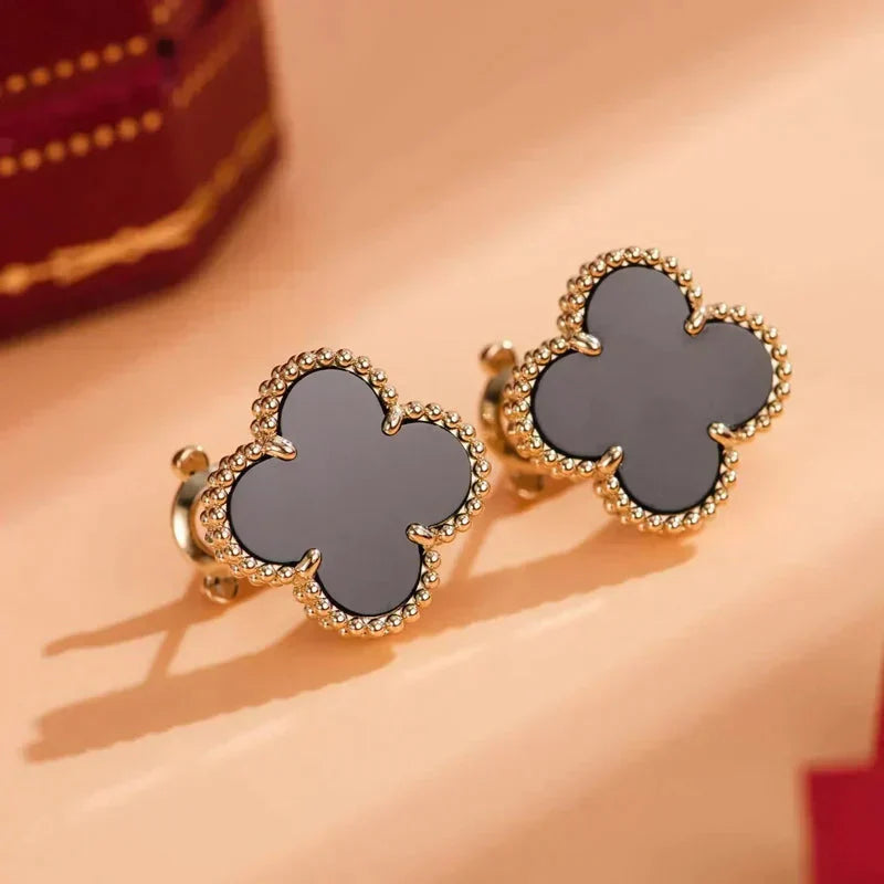 ¡®Glow Jewelry¡¯CLOVER MEDIUM 1 MOTIFS  ONYX STUD EARRINGS