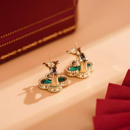 ¡®Glow Jewelry¡¯CLOVER MEDIUM 1 MOTIFS MALACHITE  EARRINGS