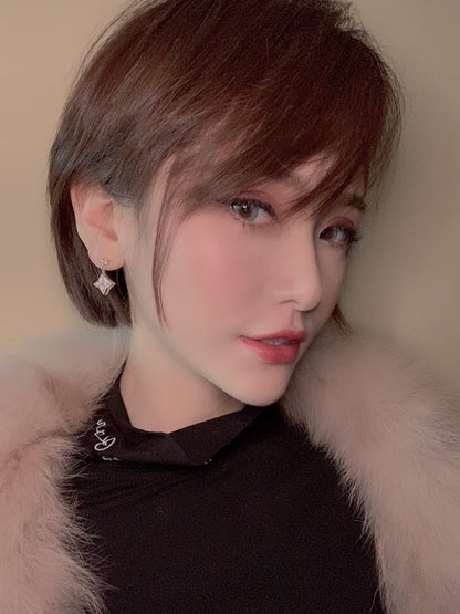 ¡®Glow Jewelry¡¯DOUBLE STAR PINK GOLD MOP DROP EARRINGS