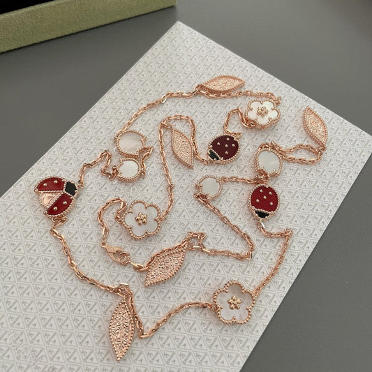 [Glow Jewelry]LUCKY SPRING 15 MOTIFS ROSE GOLD NECKLACE
