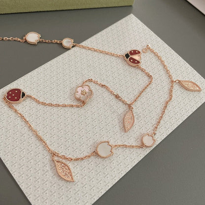 [Glow Jewelry]LUCKY SPRING 15 MOTIFS ROSE GOLD NECKLACE