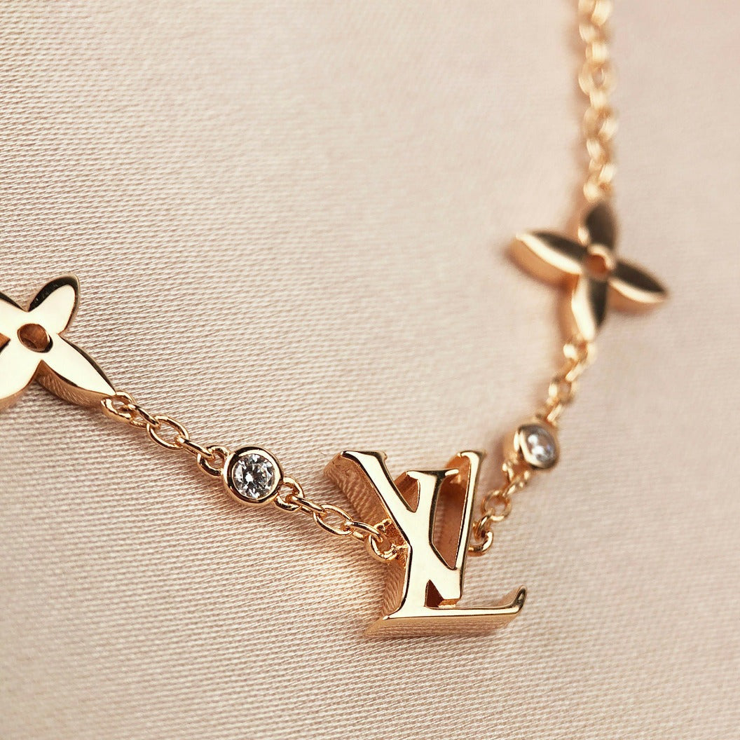 [Glow Jewelry]STAR AND SUN 7 MOTIFS GOLD BRACELET