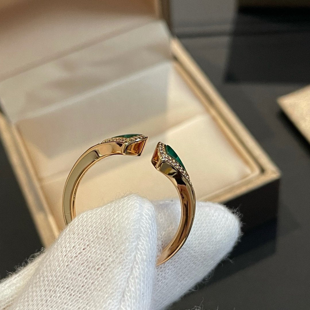 [Glow Jewelry]DREAM MALACHITE DIAMOND OPEN RING