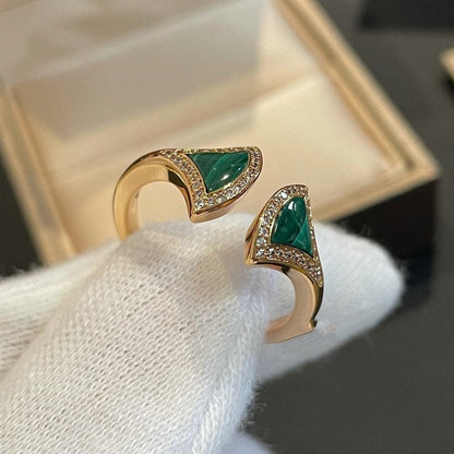 [Glow Jewelry]DREAM MALACHITE DIAMOND OPEN RING