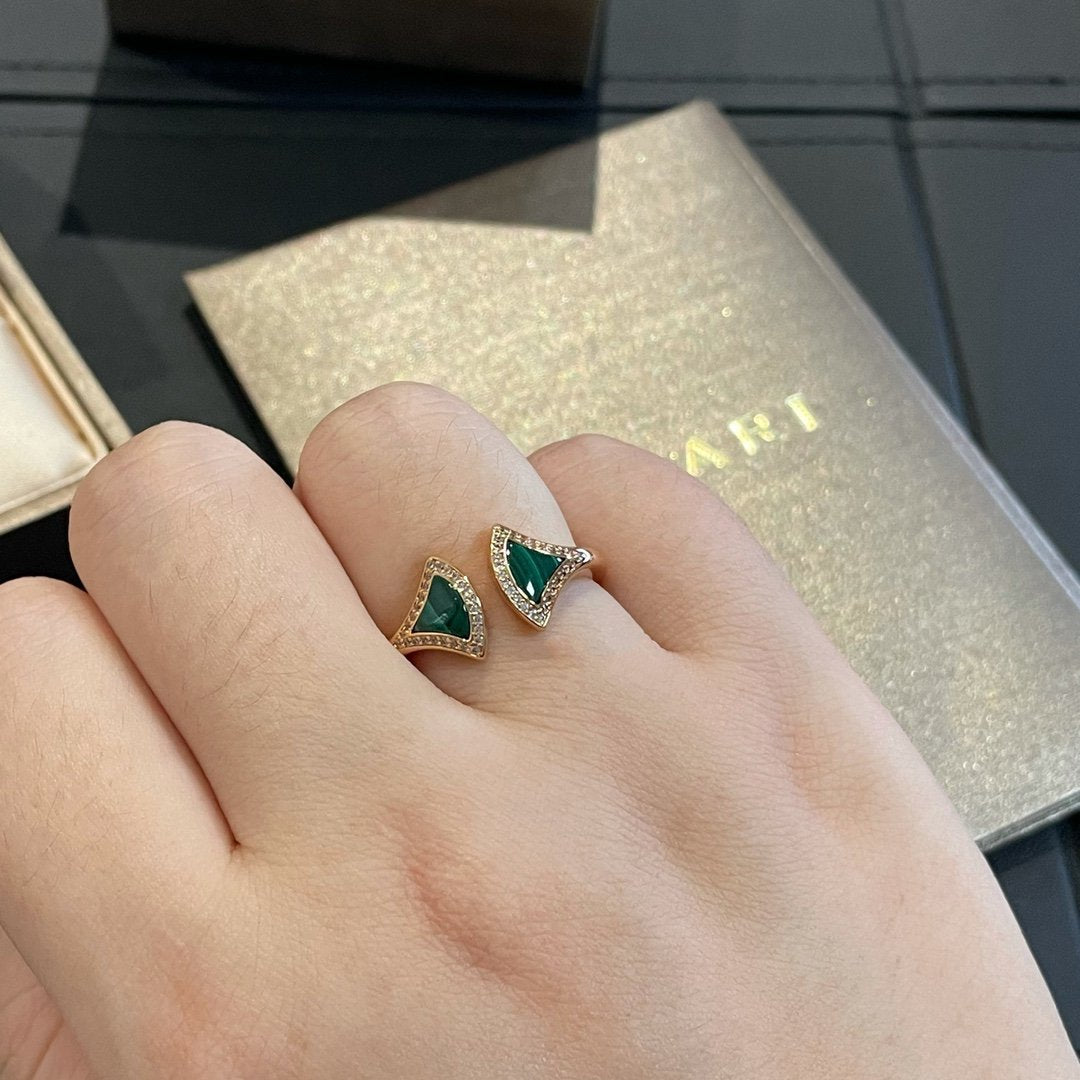 [Glow Jewelry]DREAM MALACHITE DIAMOND OPEN RING