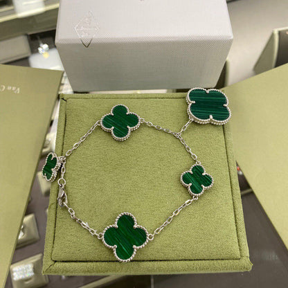 ¡®Glow Jewelry¡¯CLOVER 5 MOTIFS SIVLER MALACHITE BRACELET
