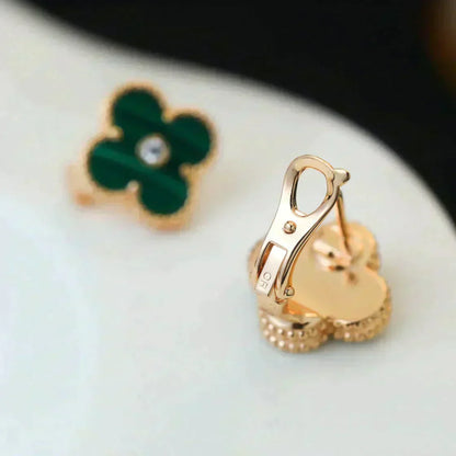 ¡®Glow Jewelry¡¯CLOVER MEDIUM 1 MOTIFS MALACHITE DIAMOND EARRINGS