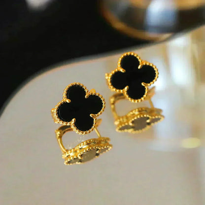 ¡®Glow Jewelry¡¯CLOVER MEDIUM 1 MOTIFS  ONYX STUD EARRINGS