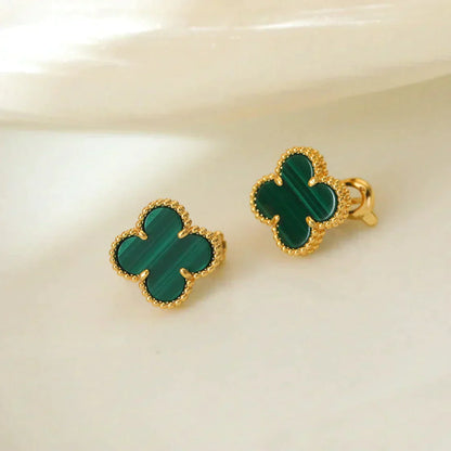 [Glow Jewelry]CLOVER MEDIUM 1 MOTIFS MALACHITE  EARRINGS