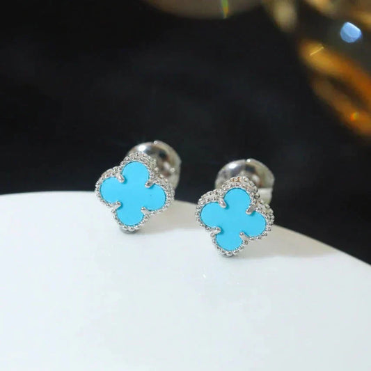 ¡®Glow Jewelry¡¯CLOVER MINI 9.5MM ONYX STUD EARRINGS SILVER
