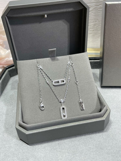 [Glow Jewelry]MOVE 2 ROW DIAMOND NECKLACE
